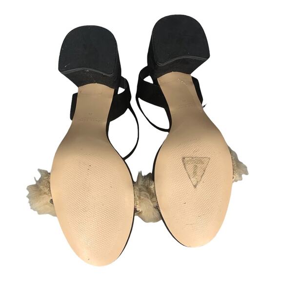 Zara faux fur vamp sandals size 10 (41) block heel 2.75" tall black and … - Picture 10 of 16